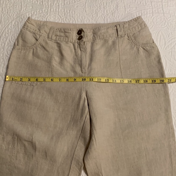 Linen Natural Rolled Hem Crops - Picture 13 of 14
